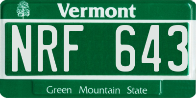 VT license plate NRF643