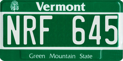 VT license plate NRF645