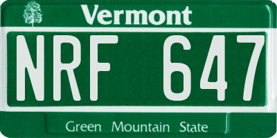 VT license plate NRF647