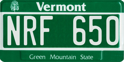 VT license plate NRF650