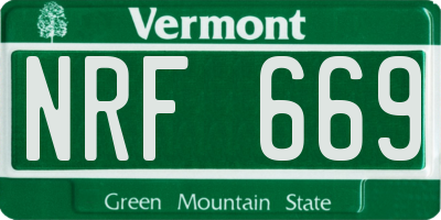 VT license plate NRF669