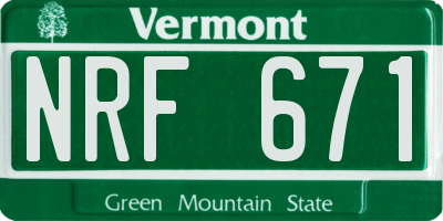 VT license plate NRF671