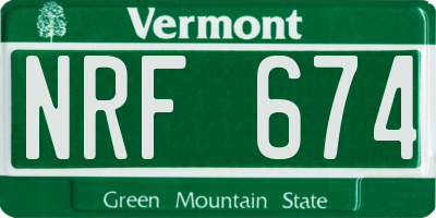 VT license plate NRF674