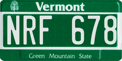 VT license plate NRF678