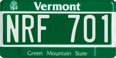 VT license plate NRF701