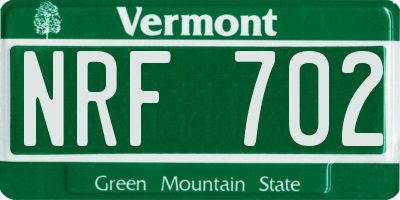 VT license plate NRF702