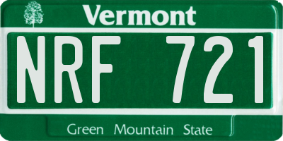 VT license plate NRF721