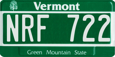 VT license plate NRF722