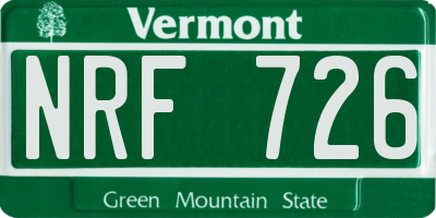 VT license plate NRF726