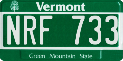 VT license plate NRF733