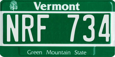VT license plate NRF734