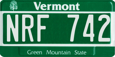 VT license plate NRF742