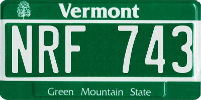 VT license plate NRF743