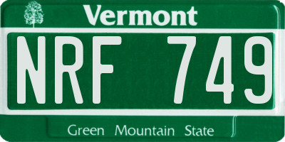 VT license plate NRF749