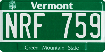 VT license plate NRF759