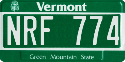 VT license plate NRF774