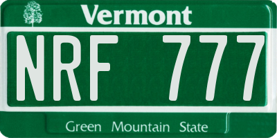 VT license plate NRF777