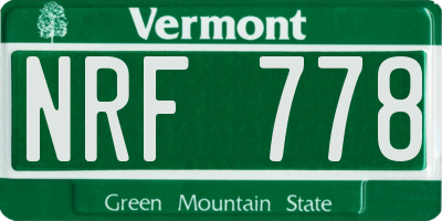 VT license plate NRF778