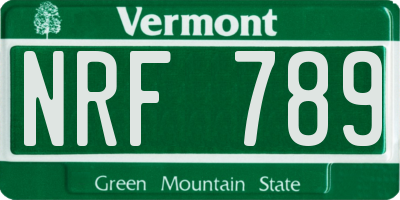 VT license plate NRF789