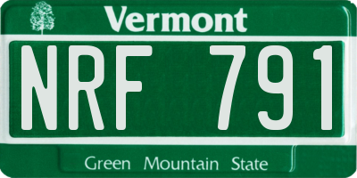 VT license plate NRF791