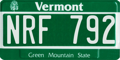 VT license plate NRF792