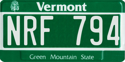 VT license plate NRF794