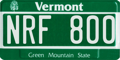 VT license plate NRF800