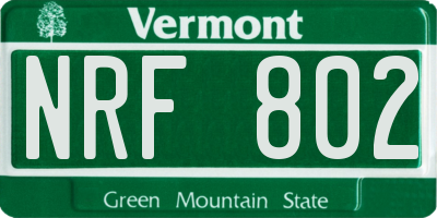 VT license plate NRF802