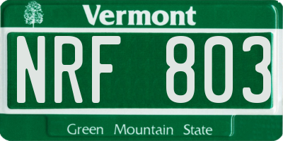 VT license plate NRF803