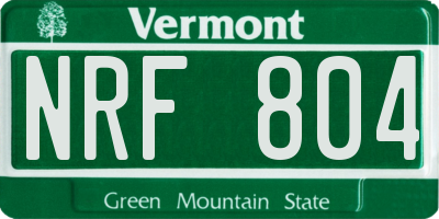 VT license plate NRF804
