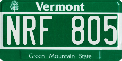 VT license plate NRF805
