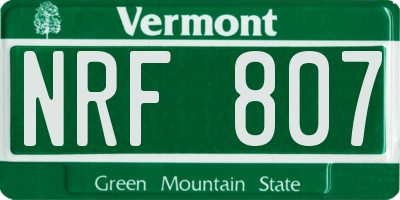 VT license plate NRF807