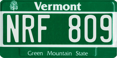 VT license plate NRF809