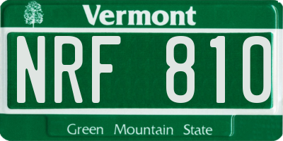 VT license plate NRF810