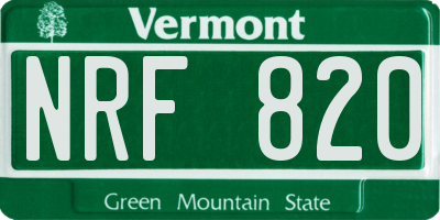 VT license plate NRF820