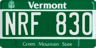 VT license plate NRF830