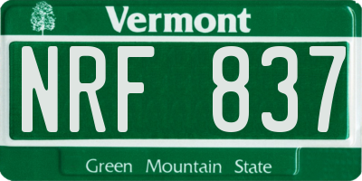 VT license plate NRF837