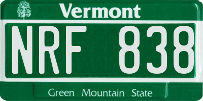 VT license plate NRF838