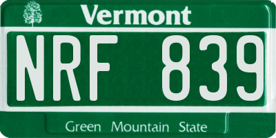 VT license plate NRF839