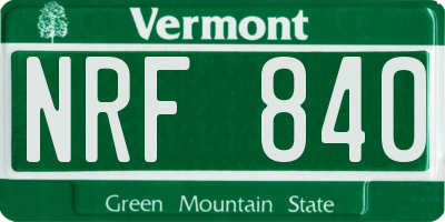 VT license plate NRF840