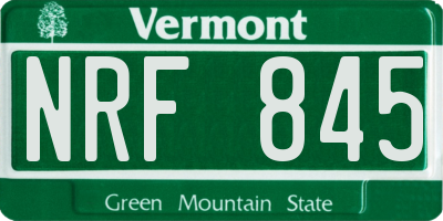 VT license plate NRF845