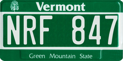 VT license plate NRF847