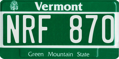 VT license plate NRF870