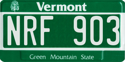 VT license plate NRF903