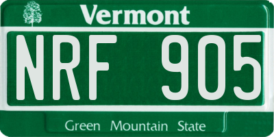 VT license plate NRF905