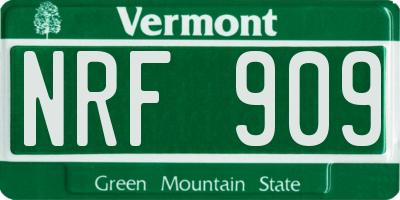 VT license plate NRF909