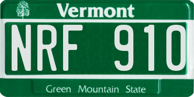 VT license plate NRF910