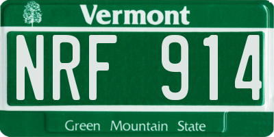 VT license plate NRF914