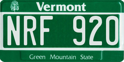 VT license plate NRF920