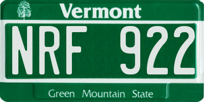 VT license plate NRF922